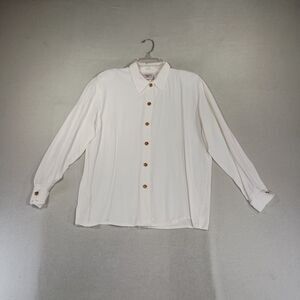 Vintage Landon West Top Womens Size M Ornate Buttons Shoulder Pads Old Money